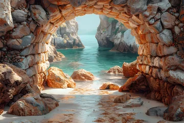 Poster Fantasy landscape with archway rocks on a beauty beach 5 © Nawapol