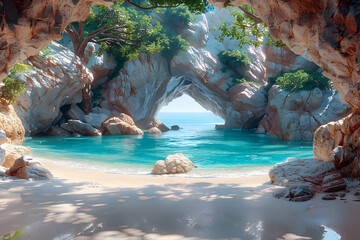 A beauty beach with archway rocks 10 - Powered by Adobe