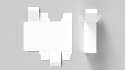 Box mock up isolated on white background. Cosmetics or medicine box mock up. 3D illustration. - 769824482