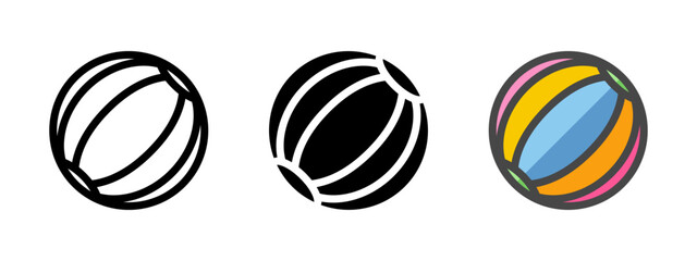 Multipurpose ball vector icon in outline, glyph, filled outline style. Three icon style variants in one pack.