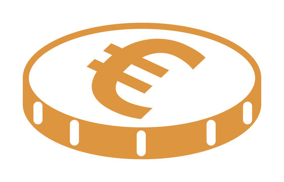Euro coin on transparent background, illustration of a currency icon on alpha.	
