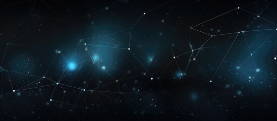Obraz premium A midnight event in the city with an electric blue sky filled with astronomical objects, creating a dark landscape dotted with lines and mystery