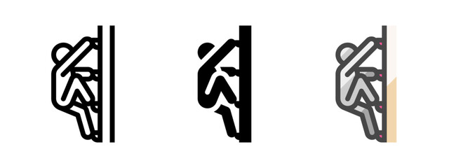 Multipurpose climbing vector icon in outline, glyph, filled outline style. Three icon style variants in one pack. © AbtoCreative
