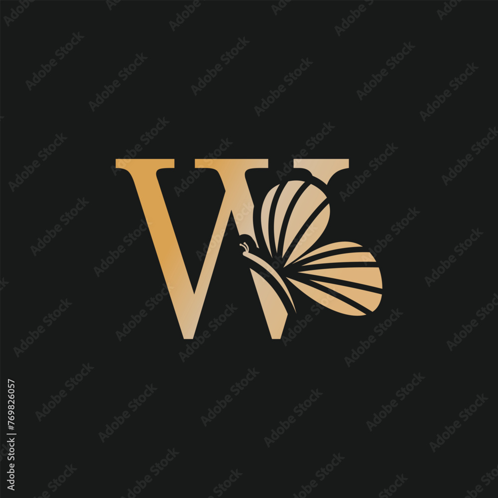 Wall mural butterfly logo design vector for business with golden gradient color and letter concept - Wall murals