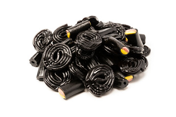 Jelly anise candy. Black jelly candies. Delicious gelatin candies.