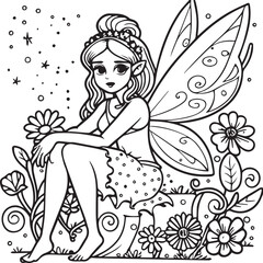 Fairies coloring pages for coloring book. Fairies outline vector