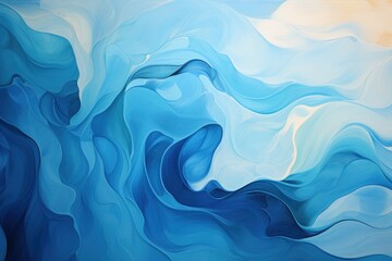 Abstract Blue and White Waves Painting Generative AI