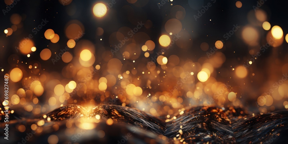 Poster blurry golden particle abstract background generative ai