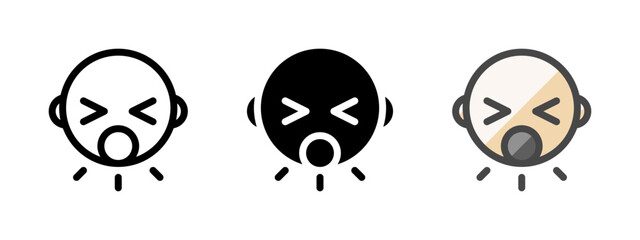 Multipurpose sneeze vector icon in outline, glyph, filled outline style. Three icon style variants in one pack.