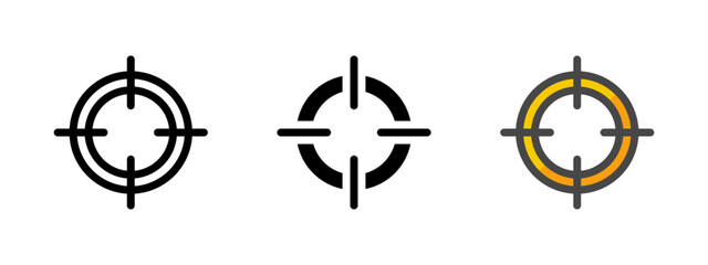 Multipurpose first person shooter vector icon in outline, glyph, filled outline style. Three icon style variants in one pack.