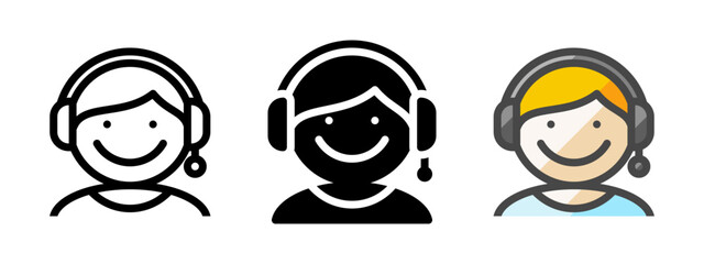 Multipurpose gamer boy vector icon in outline, glyph, filled outline style. Three icon style variants in one pack.