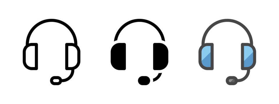 Multipurpose headset vector icon in outline, glyph, filled outline style. Three icon style variants in one pack.