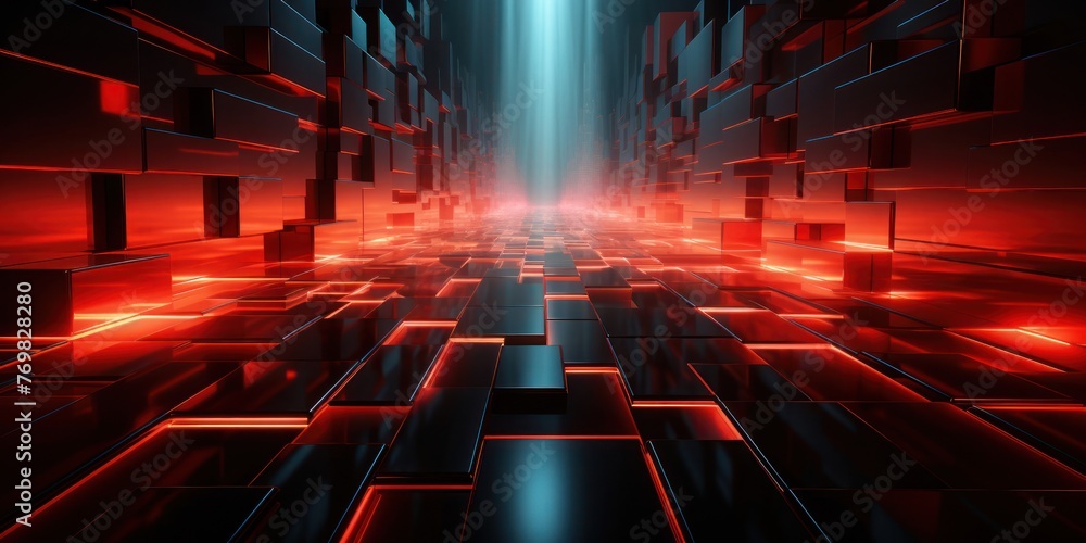 Aufkleber abstract red and black cubes background generative ai