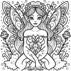Fairies coloring pages for coloring book. Fairies outline vector