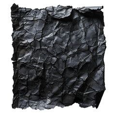 Black crumpled paper top view PNG. Black old paper texture for overlay PNG. Crinkly old paper isolated