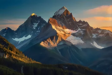 Tableaux ronds sur aluminium brossé Everest sunset in the mountains
