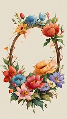 Floral Frame with Butterflies and Flowers