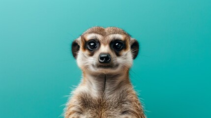 portrait of a meerkat in flat background - obrazy, fototapety, plakaty