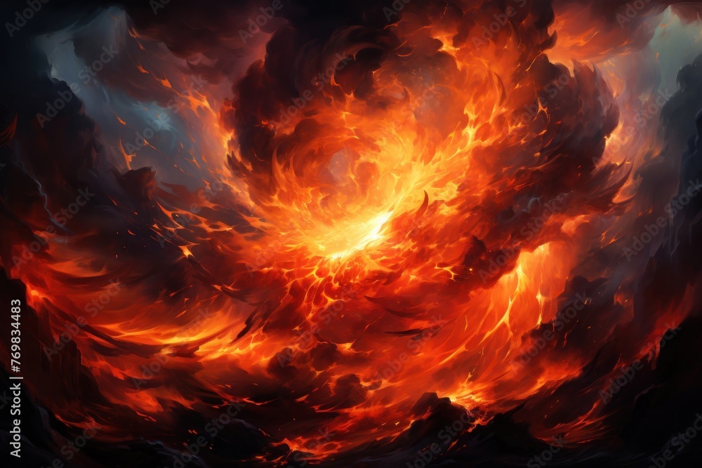 Poster Dynamic Fire Swirl in the Sky Generative AI