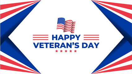 Happy Veterans Day with American flag and stars with Lines. Veterans Day website banner and has space to write text. Veterans Day Editable social media banner.