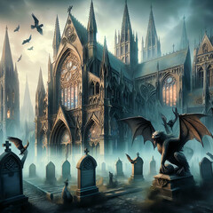Gotischer Dom mit Friedhof
