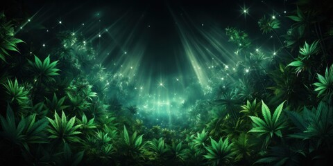Fototapeta na wymiar Cannabis Green Plants in a Dense Forest Generative AI