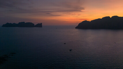 Sunset at the Phi Phi islands, Krabi, Thailand