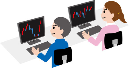 パソコンで株価を確認する人