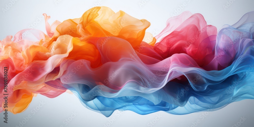 Poster multicolored smoke cloud floating in air generative ai