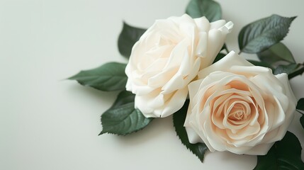 Harmony in Bloom: Embracing Elegance with Digit Two, White Roses, and Green Leaves