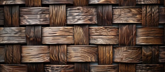 Wooden wicker tiles with detailed wood texture . - obrazy, fototapety, plakaty
