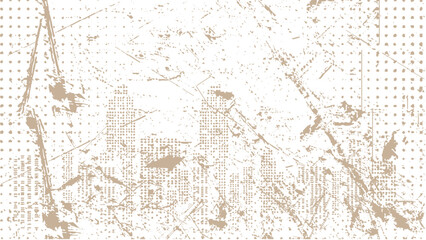 Grunge dust Pixel city view background.