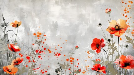 Design Title: Flourishing Blooms: Artistic Fusion of Wildflowers on Urban Canvas