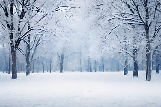 Enchanting Serenity of the First Winter Snow in a Secluded Forest Landscape - Nature's Silent Symphony