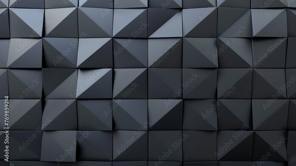 Poster wall background with tiles. triangular, wallpaper with 3d black blocks