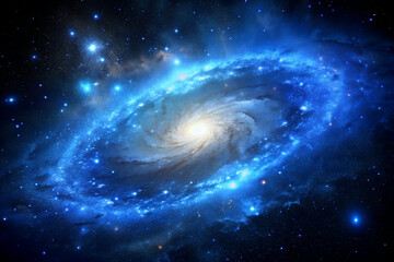 Blue galaxy with stars. Blue nebula, Nebula background.
