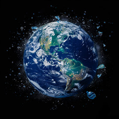Earth at he night. Abstract wallpaper. City lights on planet. Civilization. Elements of this image...