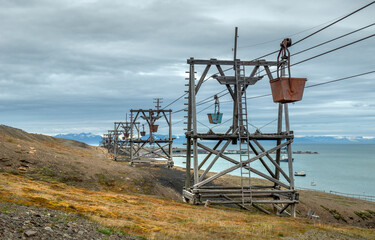 Coal mine Longyearbyen town, Svalbard island, Norway - 769841627
