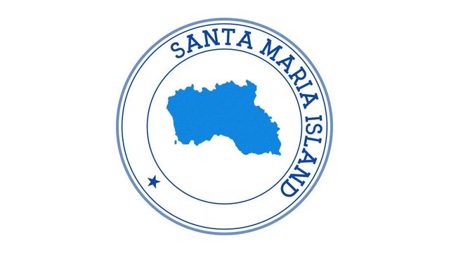 Santa Maria Island intro. Badge with the circular name and map. Santa Maria Island round logo animation.