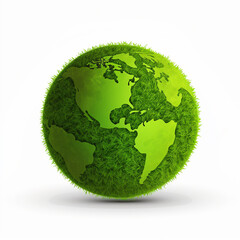 Vector Globe made of green grass isolate on white background.