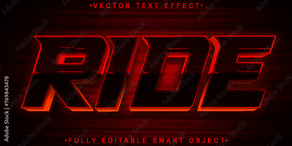 Poster Red Faster Ride Vector Fully Editable Smart Object Text Effect