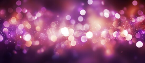A vibrant purple background with an array of lights in shades of violet, pink, magenta, and...
