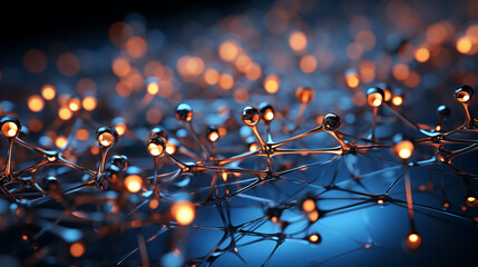 Network of molecules abstract background - obrazy, fototapety, plakaty