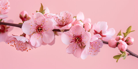 Elegant Cherry Blossoms on Pink Background