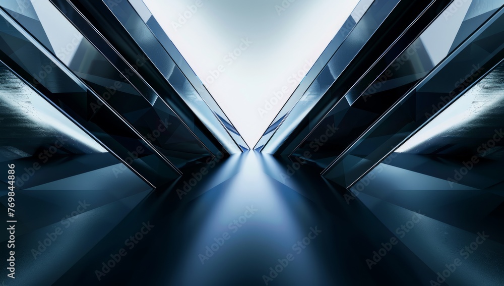 Poster abstract background with geometric shapes and lines in black, white and blue tones generative ai