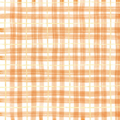 Gold Orange Plaid Gingham Check Hand Drawn Background Overlay