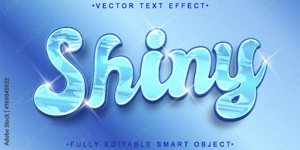 Poster blue shiny vector fully editable smart object text effect
