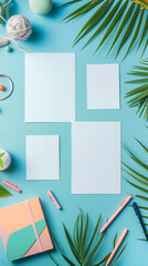 Elegant Stationery Mockup with Floral Decorations and Artistic Touch