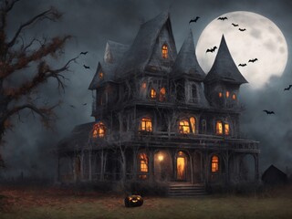 Fototapeta na wymiar Halloween night with castle