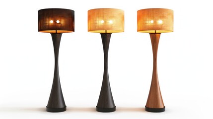 group of lamps of different sizes on white background in high resolution and high quality